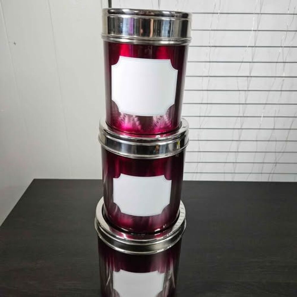 One-of-a-Kind Metallic Magenta Kitchen Canister Set - Picture 3 of 4